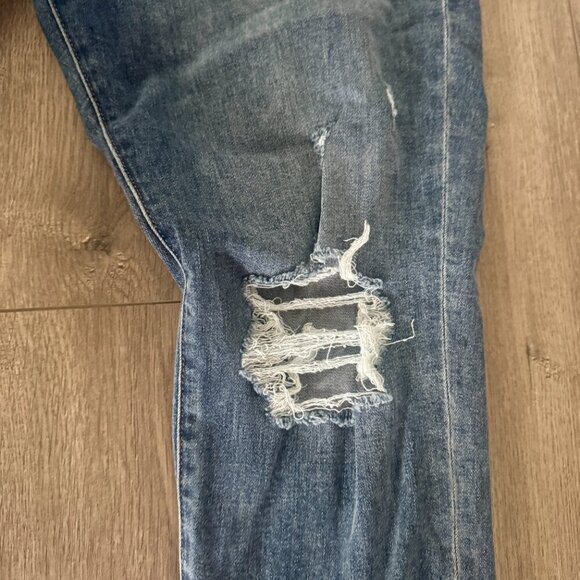 Express Super High Rise Skinny Jeans | Size 16R | Distressed Hem & Knees - Picture 5 of 9